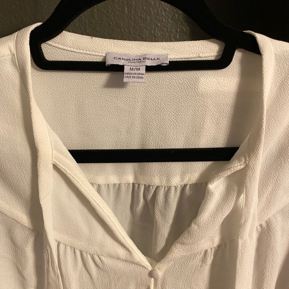 Boutique Cream Tie-neck Peasant Blouse - Picture 5 of 6